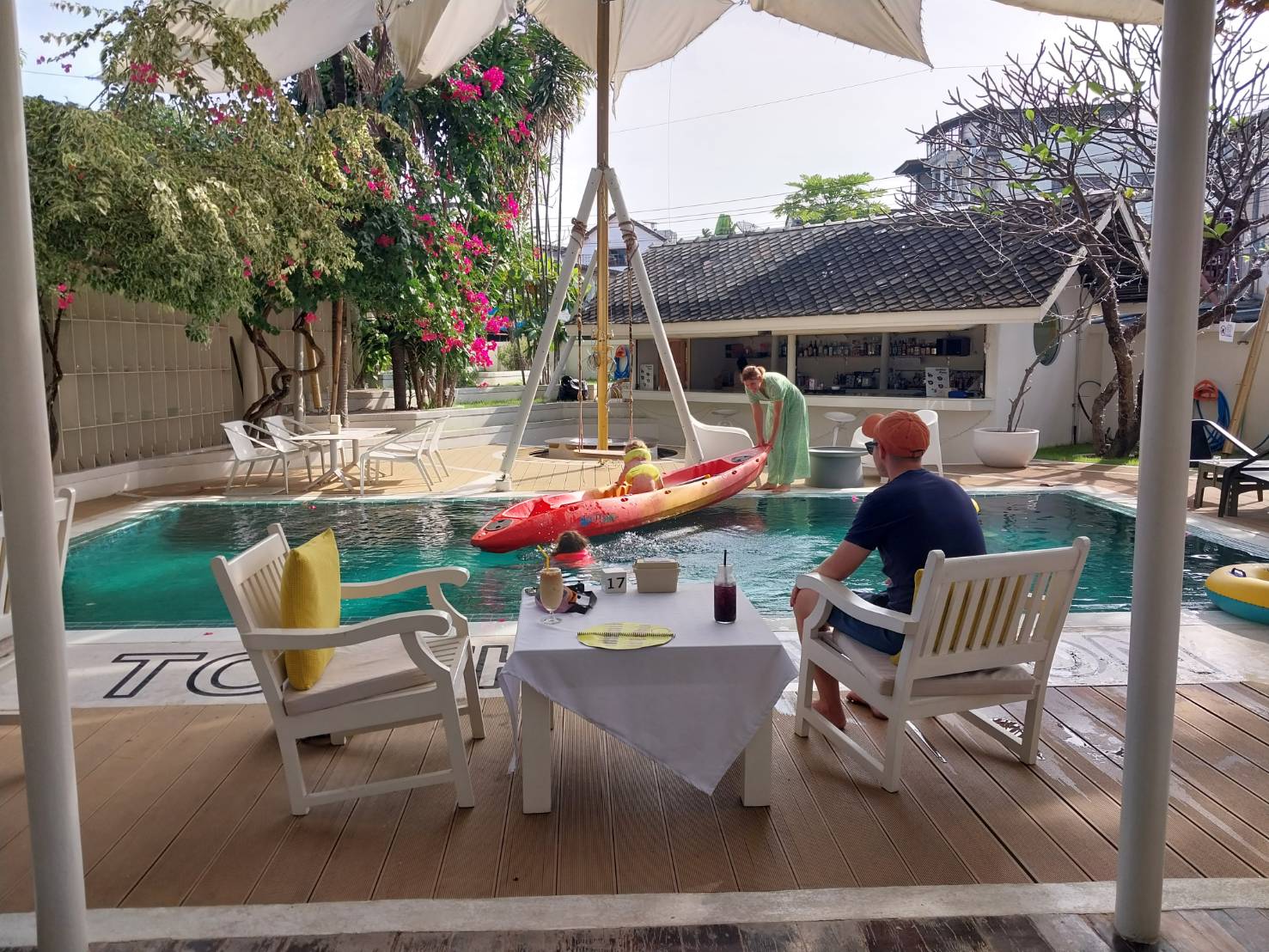 View of the pool from upstairs